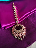M045_Lovely flower design American diamond studded Maang tika with a touch of  pink stones.