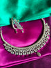 N0599_Classy designer choker necklace embellished with american diamond stones.