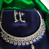 N0599_Classy designer choker necklace embellished with american diamond stones.