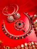 N0505_Gorgeous  designer rose gold american diamond embellished necklace set with a touch of  multi colour