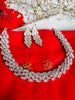 N01111_Lovely designer silver polished choker necklace embellished with American diamond stones with delicate white stone work.