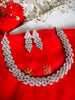 N01111_Lovely designer silver polished choker necklace embellished with American diamond stones with delicate white stone work.