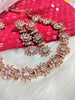 N01117_Lovely designer Rose polished choker necklace embellished with American diamond stones with delicate pink stone work.