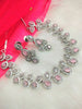 N01186_Grand Lovely designer Silver polished Necklace Set  embellished with American diamond stones with delicate Pink Stones .