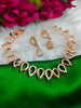 N01200_Elegant design Rose Gold Polished American Diamond choker necklace studded with beautiful dazzling stones with delicate white work.
