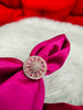 R094_Elegant flowery design circular rose gold American Diamond studded statement ring with a touch of pink stones.