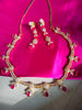 N01196_Elegant design Rose Gold Polished American Diamond choker necklace studded with beautiful dazzling stones with delicate pink work.
