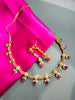 N01196_Elegant design Rose Gold Polished American Diamond choker necklace studded with beautiful dazzling stones with delicate pink work.