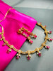 N01196_Elegant design Rose Gold Polished American Diamond choker necklace studded with beautiful dazzling stones with delicate pink work.