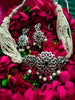 N0162_Exquisite pure German silver Oxidized necklace set studded with stones with a touch of white moti & pearl drops.