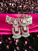 N02010_Gorgeous  designer silver polished American diamond embellished choker necklace set with a touch of Pink & white stones.