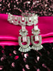 N02010_Gorgeous  designer silver polished American diamond embellished choker necklace set with a touch of Pink & white stones.