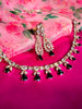 N03002_Classic silver polished choker style crafted design necklace set embellished with  Black stones .
