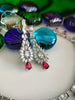 N03001_Classic silver polished choker style crafted design necklace set embellished with  red stones .
