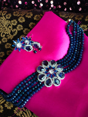 Pearl Necklace Katie Blue & Pink - Navy Jane