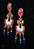 Stand-out dangler with non-precious metal base studded with trendy silk threads