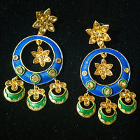 Sparkling Blue jhumka earring crafted with Meenakari work