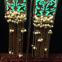 Classy earring with delicate work of pearl and  Meenakari work meant to put your fashion quotient higher .