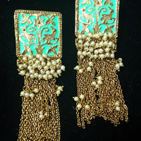 Classy earring with delicate work of pearl and  Meenakari work meant to put your fashion quotient higher .