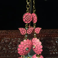 Sparkling Stand-out pink dangler Earring crafted with Meenakari work