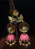 Sparkling Stand-out pink dangler Earring crafted with Meenakari work