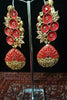 Sparkling red color earring crafted with elegant Meenakari work