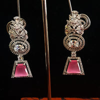 Sparkling Silver based earring with careful stitching of American Diamond