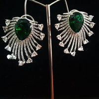 Sparkling Silver based earring with careful stitching of American Diamond