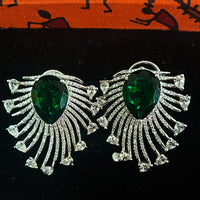 Sparkling Silver based earring with careful stitching of American Diamond