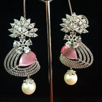 Sparkling Silver based earring with careful stitching of American Diamond