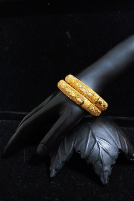 Traditional Vintage Style Gold Plated Bangles for Women Set of 2 (2-4,2-6)