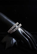 Vintage Style Silver Plated along with american diamond studded Bangles for Women Set of 2(size 2-6)