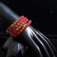 Traditional Vintage Style Gold colored Bangles for Women Set of 2 (2-6,2-8)