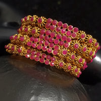 Traditional Vintage Style Gold colored Bangles for Women Set of 2 (2-6,2-8)