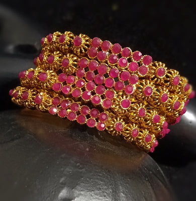 Traditional Vintage Style Gold colored Bangles for Women Set of 2 (2-6,2-8)
