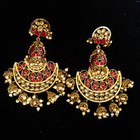 Classy Light Weight Red Colored multilayered Jumki Earring with delicate work of pearl and  Meenakari work.