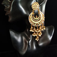 Classy Light Weight Pista green Colored multilayered Jumki Earring with delicate work of pearl and  Meenakari work.