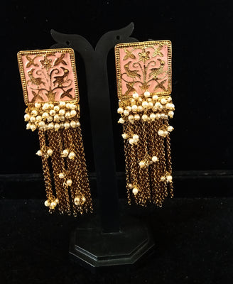 Classy earring with delicate work of pearl and  Meenakari work meant to put your fashion quotient higher .