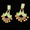 Sparkling Stand-out Rama Green dangler Earring crafted with Meenakari work