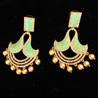 Sparkling Stand-out Rama Green dangler Earring crafted with Meenakari work