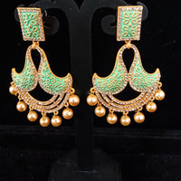 Sparkling Stand-out Rama Green dangler Earring crafted with Meenakari work
