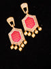 Sparkling Stand-out Red dangler Earring crafted with Meenakari work