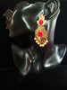 Sparkling Stand-out Red dangler Earring crafted with Meenakari work