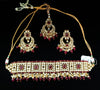 Traditional Gold Plated Kundan Pearl Choker Necklace Set Earrings & Maang Tikka for Women