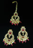 Traditional Gold Plated Kundan Pearl Choker Necklace Set Earrings & Maang Tikka for Women