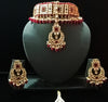 Traditional Gold Plated Kundan Pearl Choker Necklace Set Earrings & Maang Tikka for Women