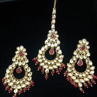 Traditional Premium quality Gold Plated Kundan Pearl Choker Necklace Set Earrings & Maang Tikka for Women
