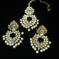 Traditional Premium quality Gold Plated Kundan Pearl Choker Necklace Set Earrings & Maang Tikka for Women