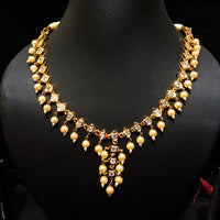 Elegant Necklace studded with American Diamond & classy Pearls