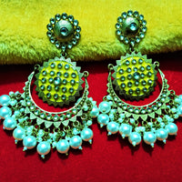 E0122_Gorgeous Meenakari earring with delicate Meenakari work  studded with stones and embellished with pearls